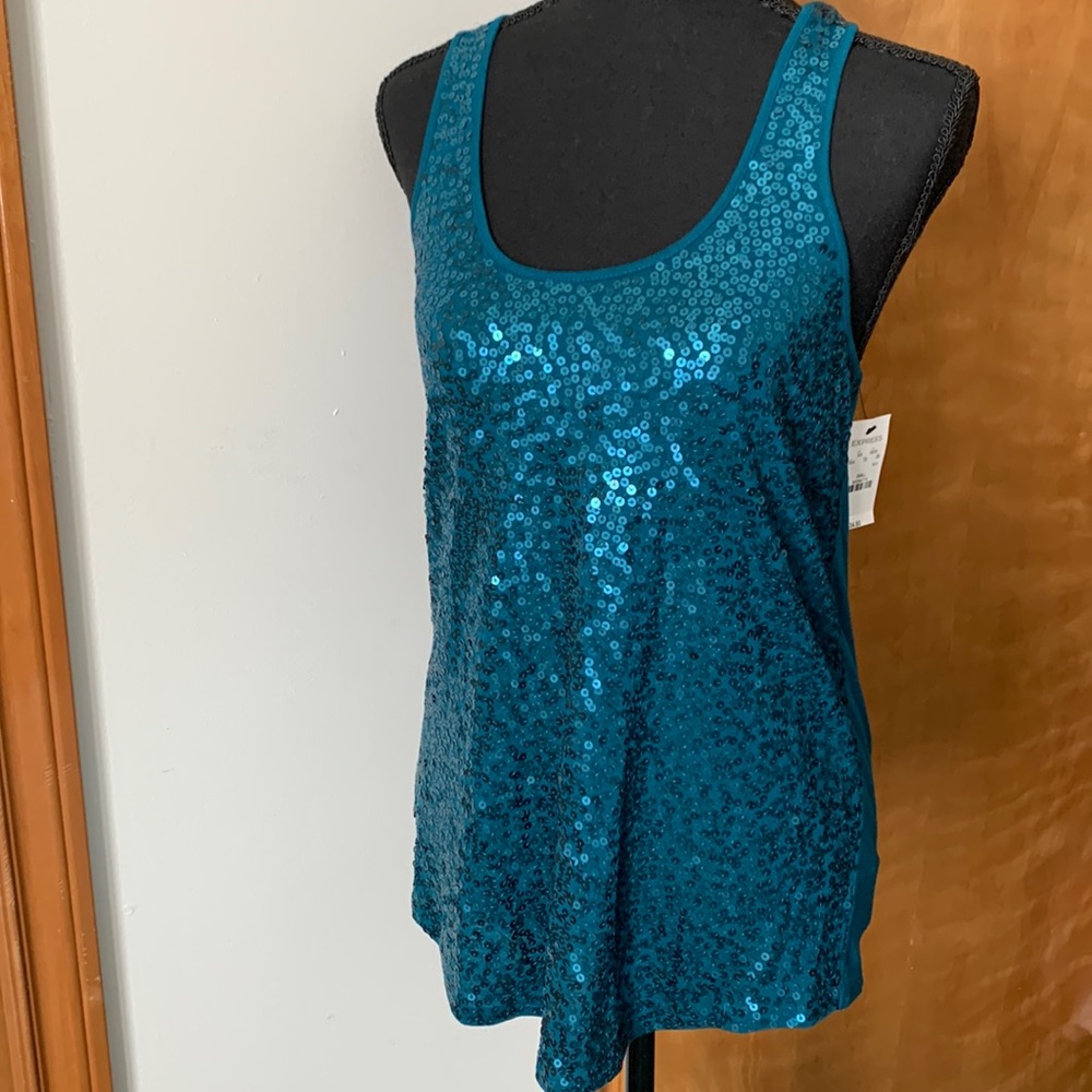 Express Sequin Dreamweight Cotton Racer Back Tank